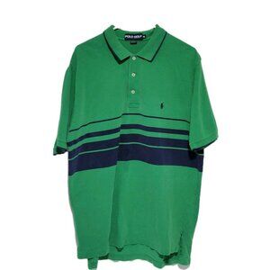 Polo Golf Ralph Lauren Polo Shirt XL Men's Green Blue Stripe 100% Cotton